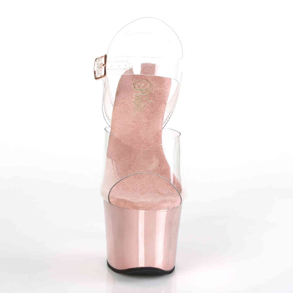 Pleaser - SKY308 Sandale à bride à la cheville, Pole dance chaussures - Chaussures de pole dance - Rose/Transparent Product image